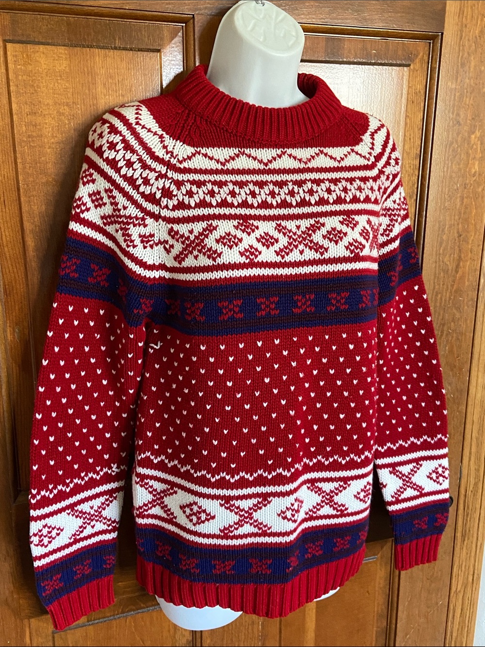 Vintage L L Bean 80’s - 90’s virgin acrylic Fiber Nordic Fair Isle patterns M/L - Picture 2 of 11